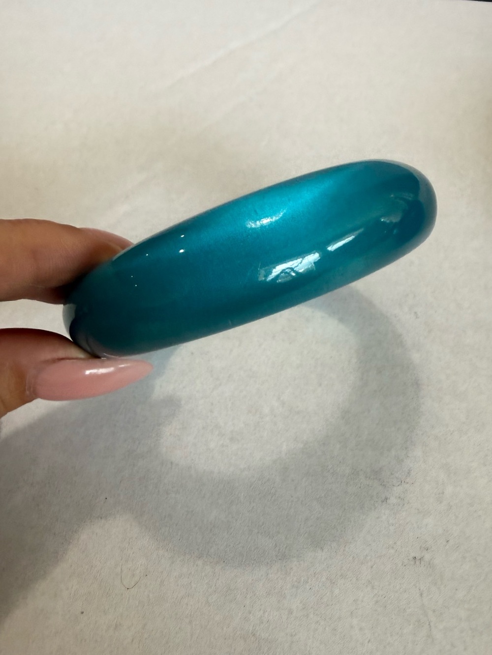 Vintage Bright Teal Full Resin Bangle Bracelet 2.5 Diameter Shiny